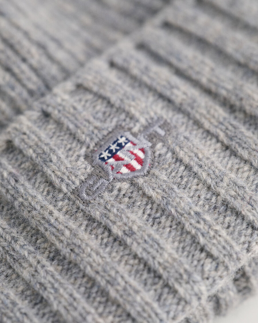 berretto in lana shield - grigio melange