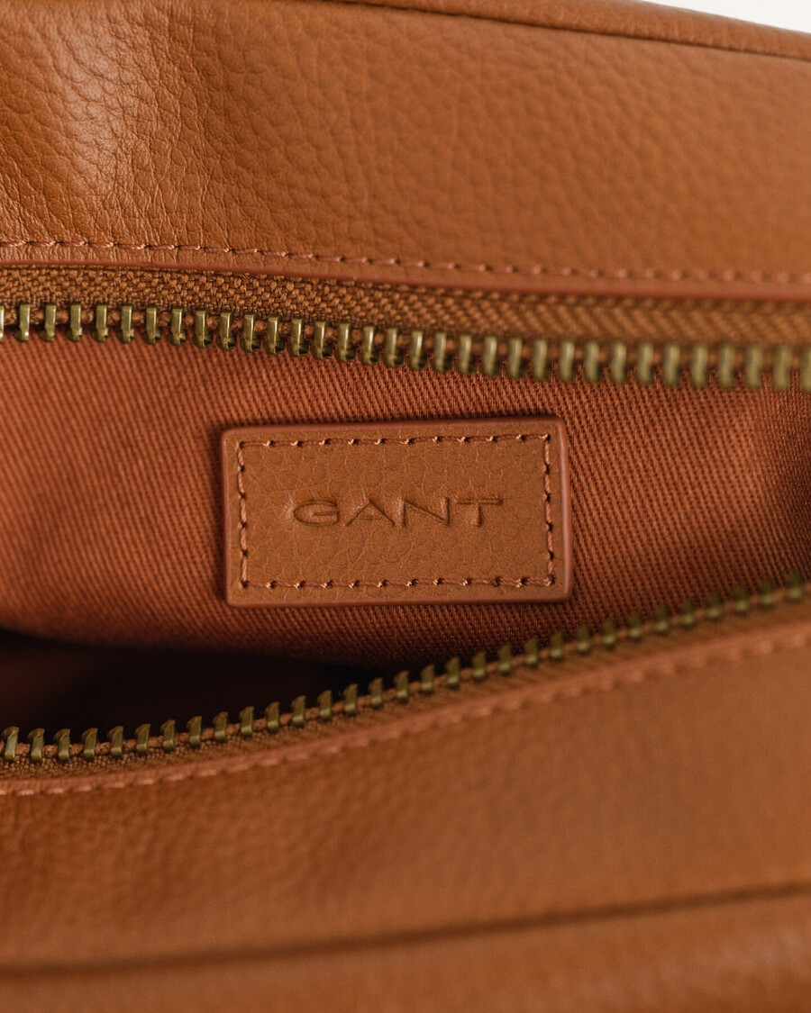 borsa da toilette in pelle - cognac