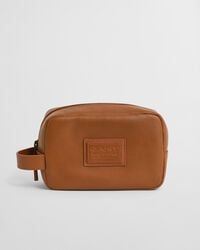 borsa da toilette in pelle - cognac