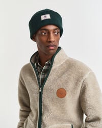 berretto in misto cotone a coste - verde tartan