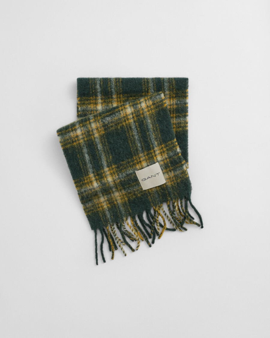 sciarpa in misto mohair e alpaca a quadri - verde tartan