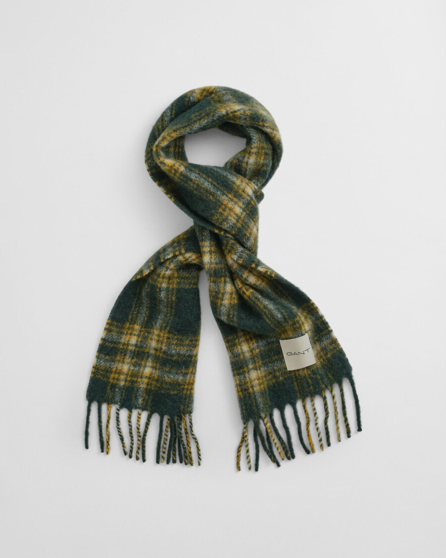 sciarpa in misto mohair e alpaca a quadri - verde tartan