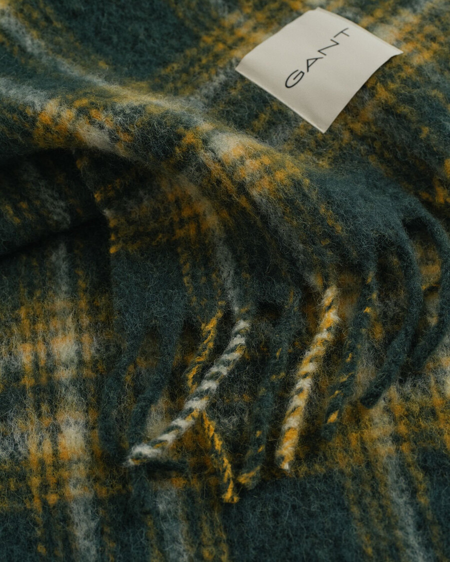 sciarpa in misto mohair e alpaca a quadri - verde tartan