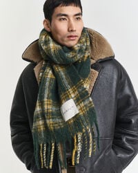 sciarpa in misto mohair e alpaca a quadri - verde tartan