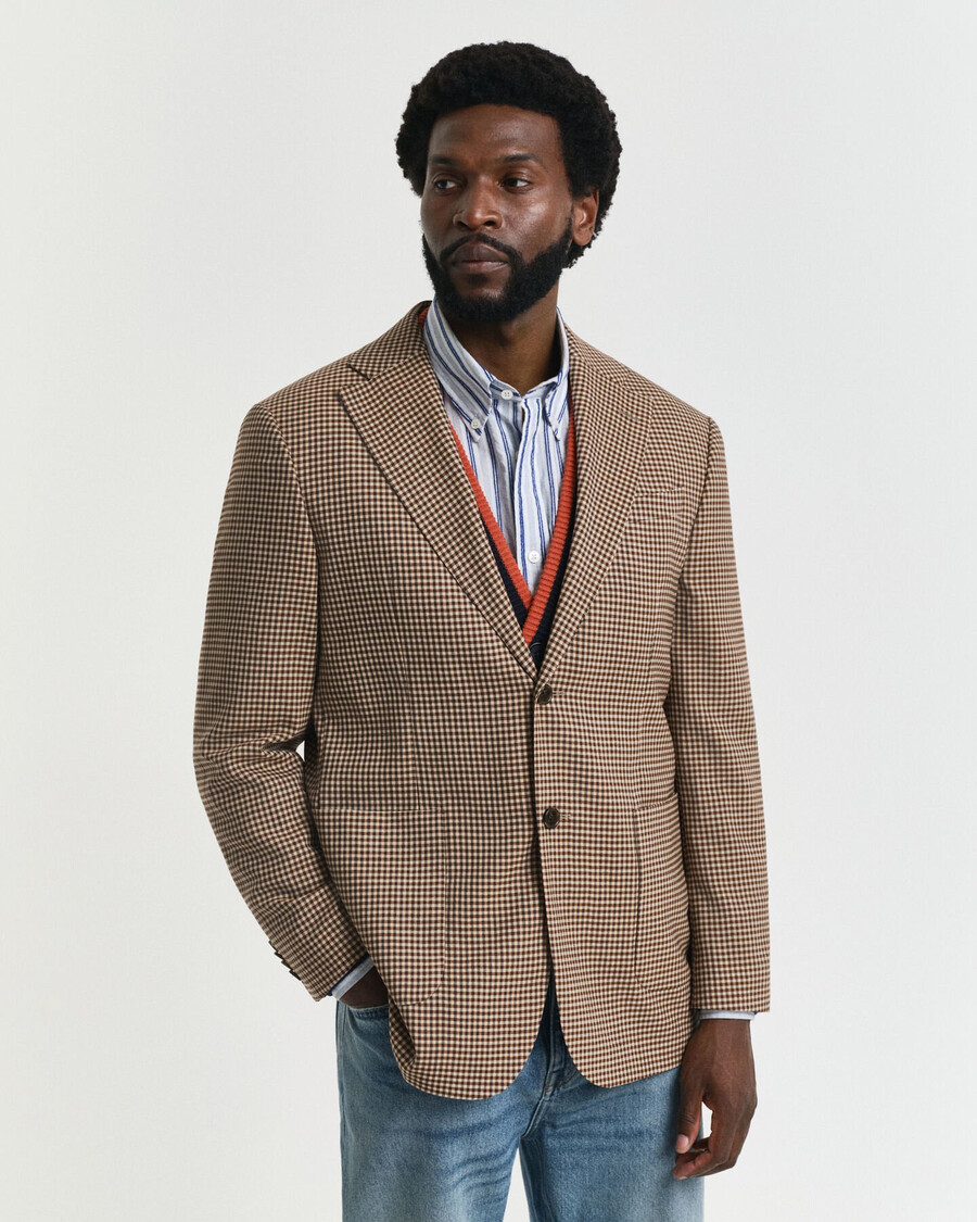 blazer a quadri gingham dalla vestibilità rilassata - marrone cioccolato