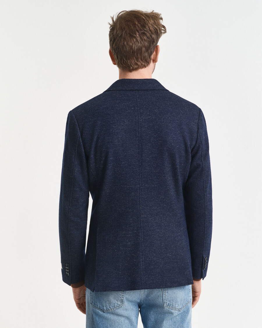 blazer in jersey di lana e cotone bicolore - blu sera