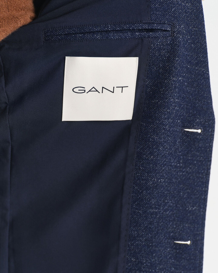 blazer in jersey di lana e cotone bicolore - blu sera