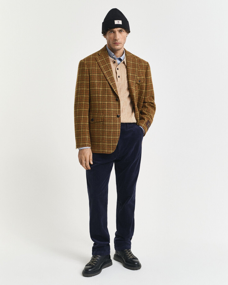 blazer in tweed a quadri dal taglio rilassato - burro darachidi