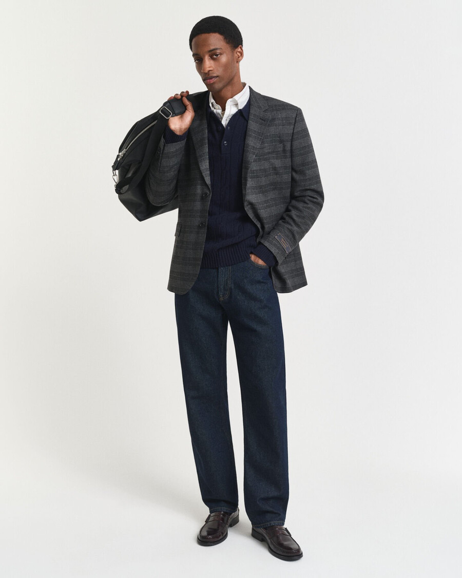 giacca da abito slim fit a quadri glen - antracite melange
