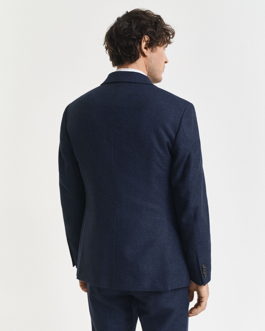 giacca da abito slim fit in flanella a spina di pesce - blu sera