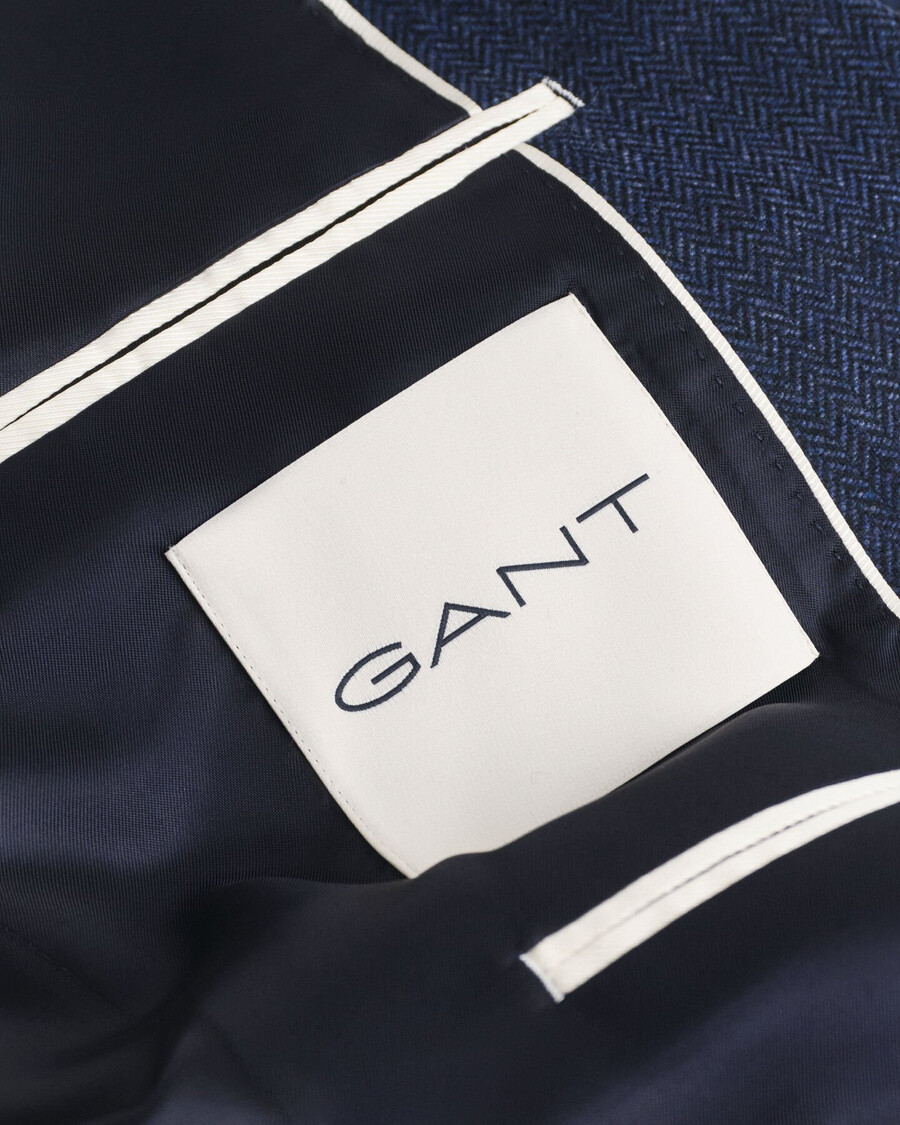 giacca da abito slim fit in flanella a spina di pesce - blu sera