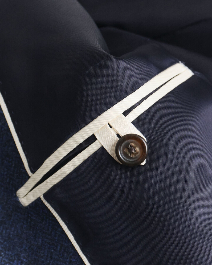 giacca da abito slim fit in flanella a spina di pesce - blu sera