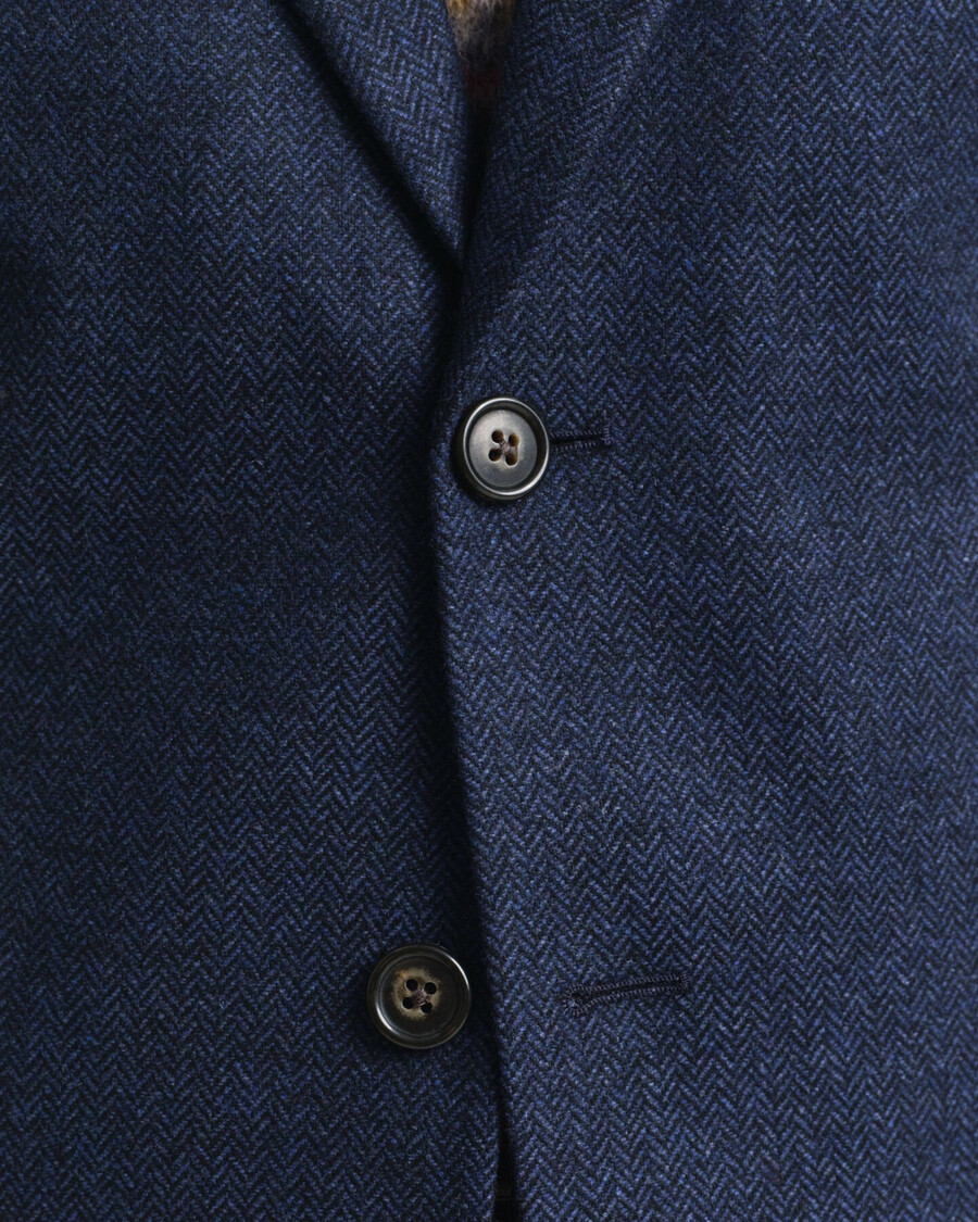 giacca da abito slim fit in flanella a spina di pesce - blu sera