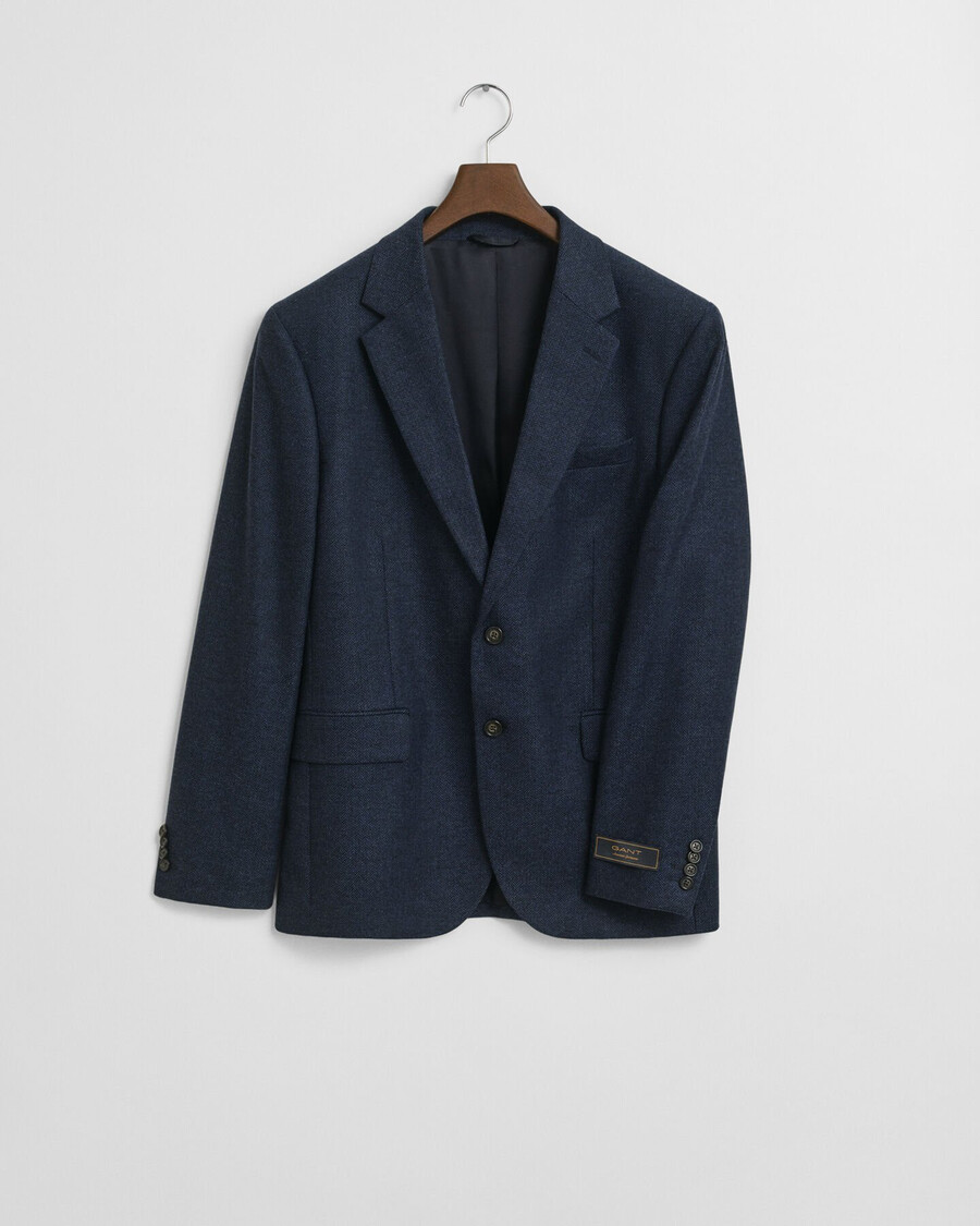 giacca da abito slim fit in flanella a spina di pesce - blu sera