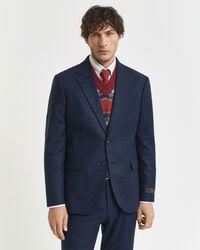 giacca da abito slim fit in flanella a spina di pesce - blu sera