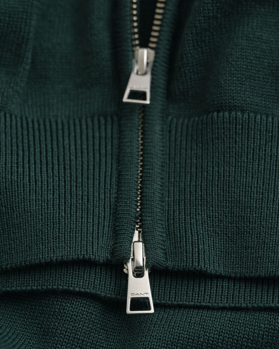 cardigan casual in cotone con cerniera - verde tartan