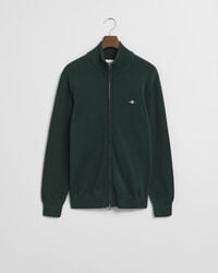 cardigan casual in cotone con cerniera - verde tartan