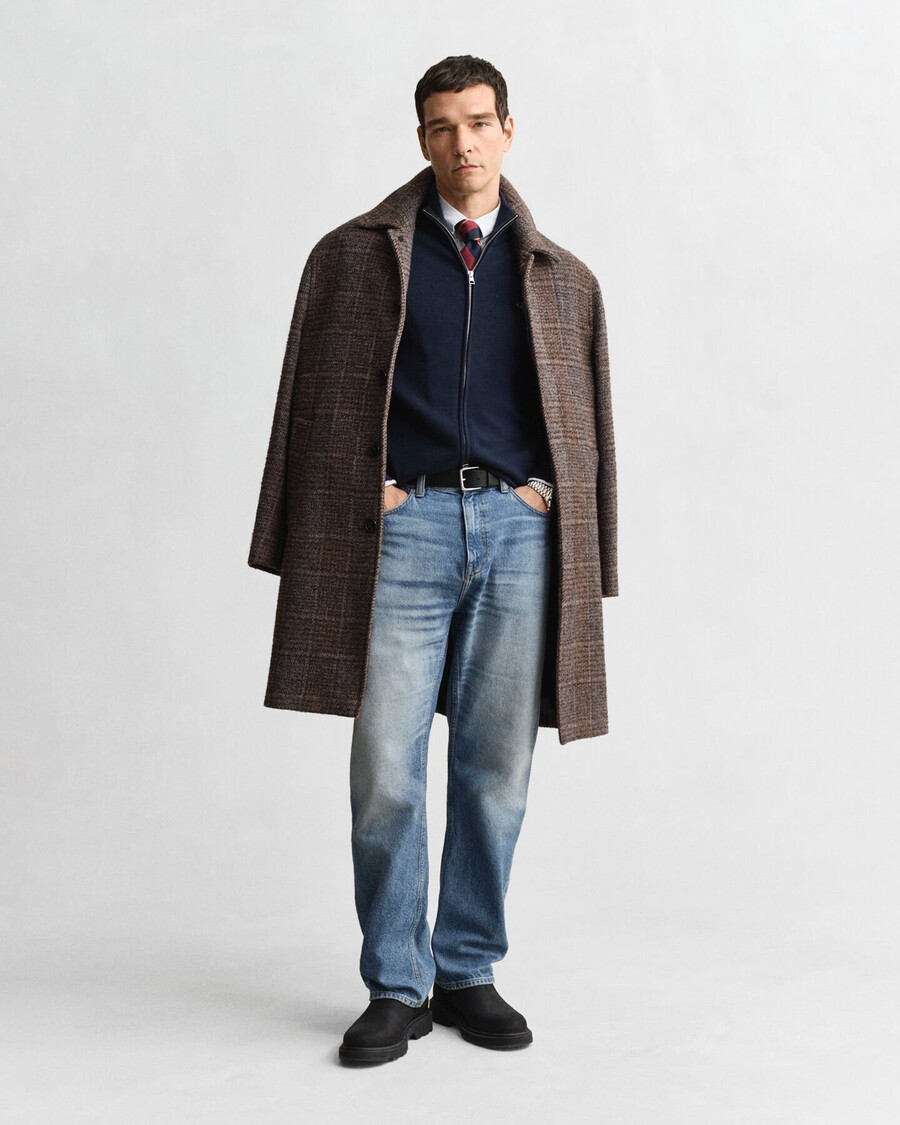 cardigan casual in cotone con cerniera - blu sera