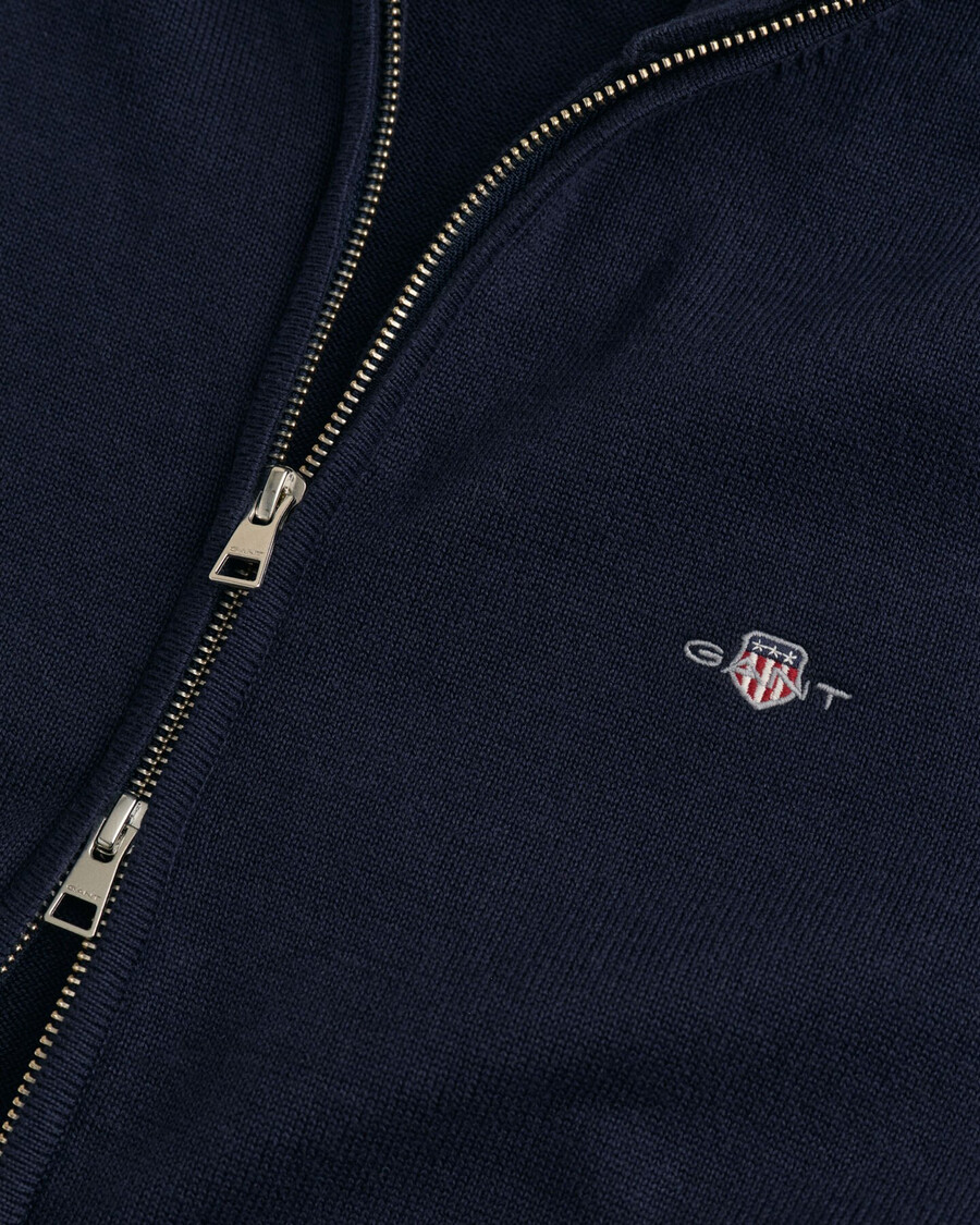 cardigan casual in cotone con cerniera - blu sera