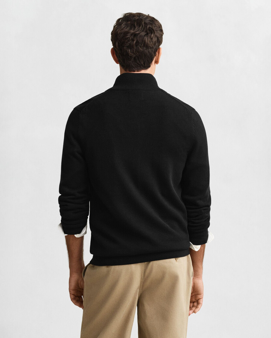 cardigan casual in cotone con cerniera - nero