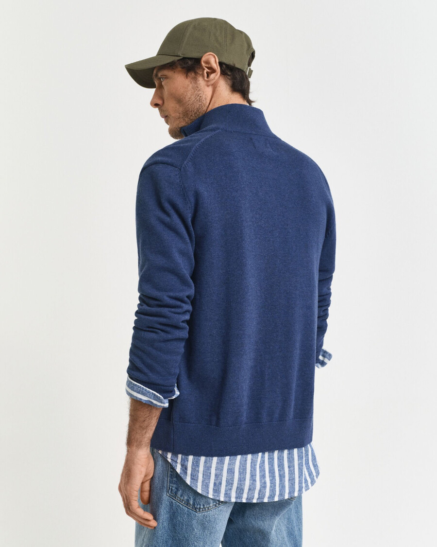 cardigan casual in cotone con cerniera - dk jeansblue melange