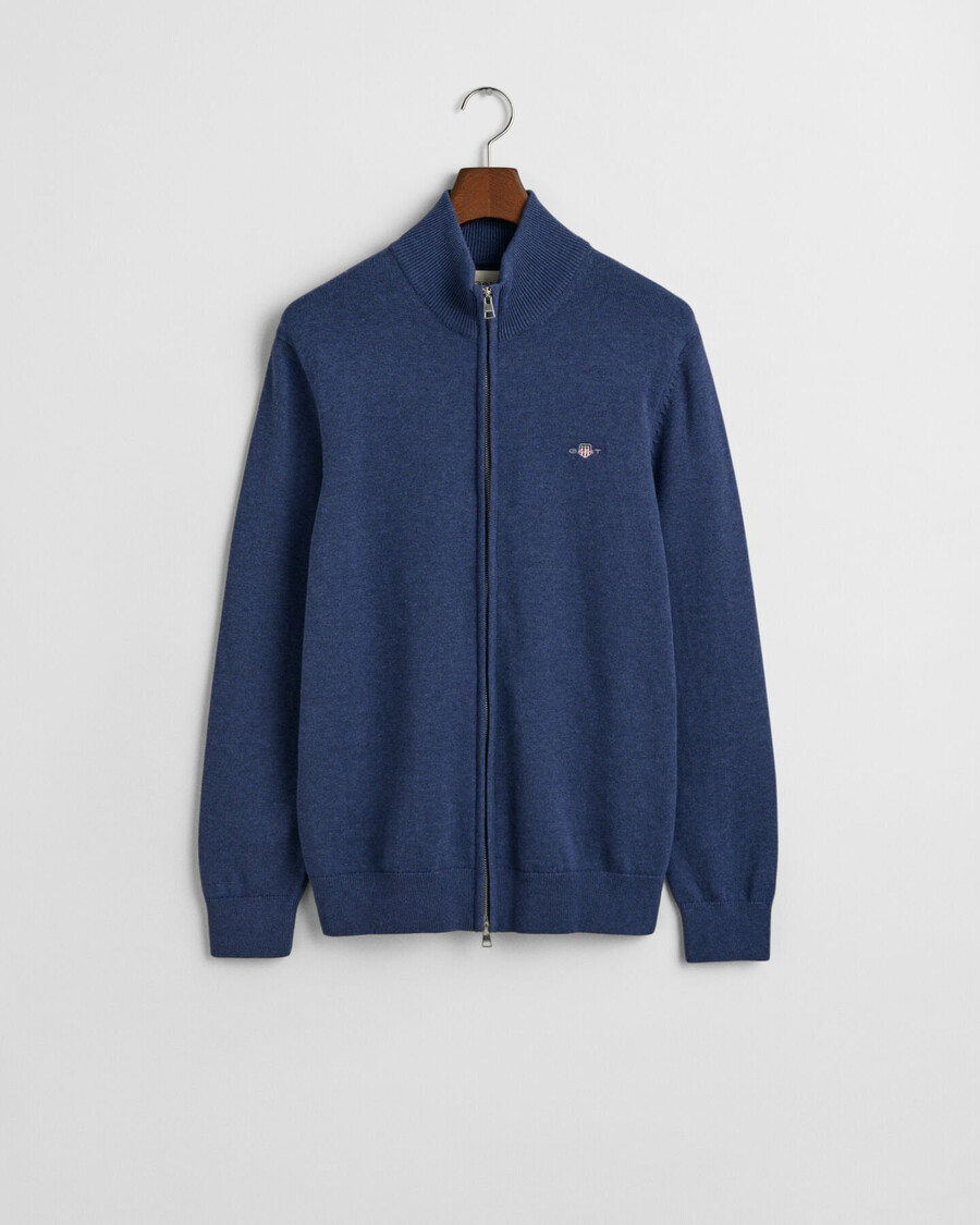 cardigan casual in cotone con cerniera - dk jeansblue melange