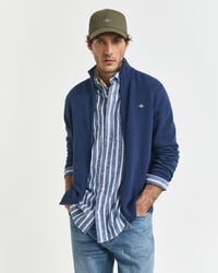 cardigan casual in cotone con cerniera - dk jeansblue melange