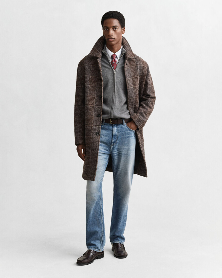 cardigan casual in cotone con cerniera - grigio scuro melange