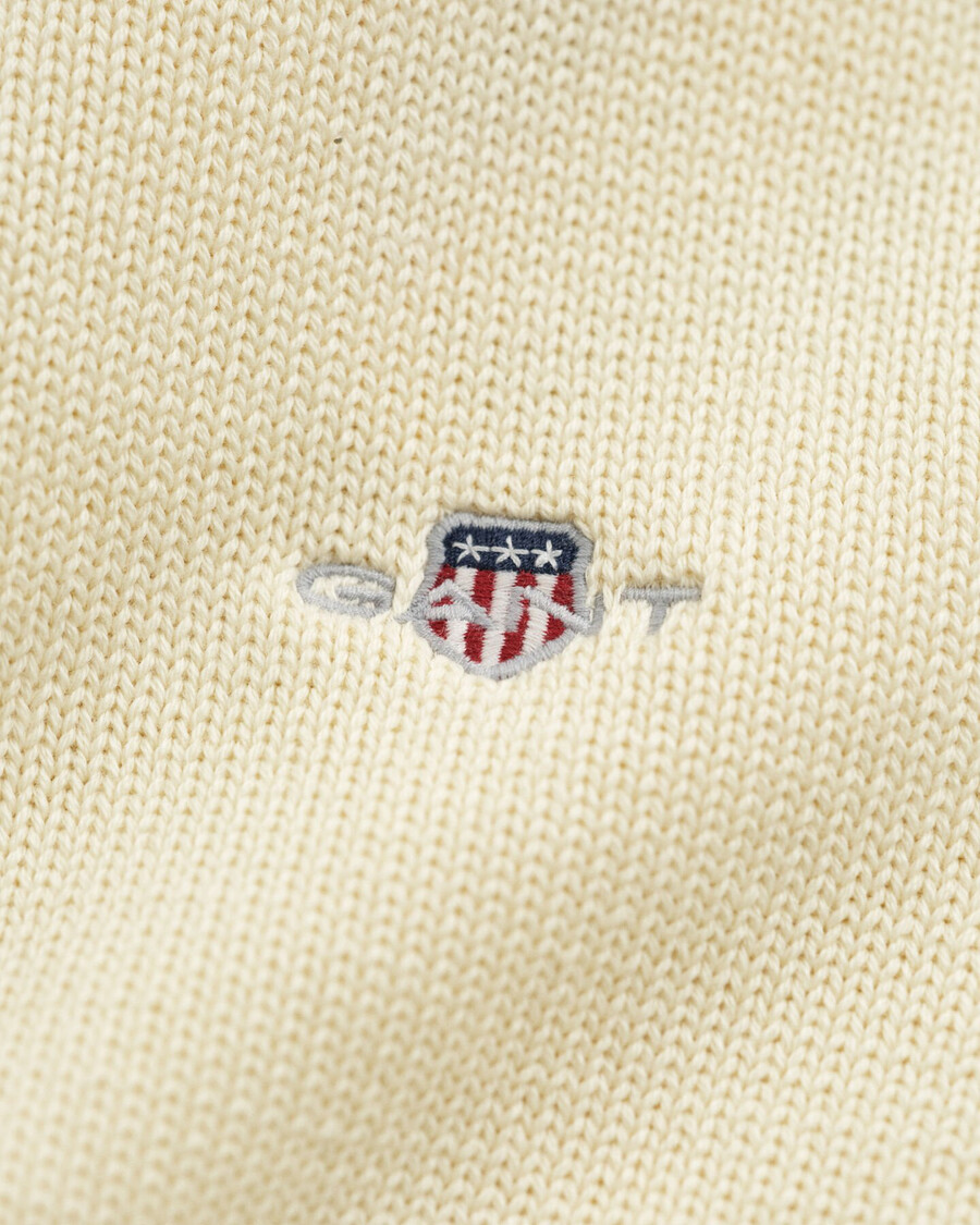 maglione casual in cotone con mezza zip - crema
