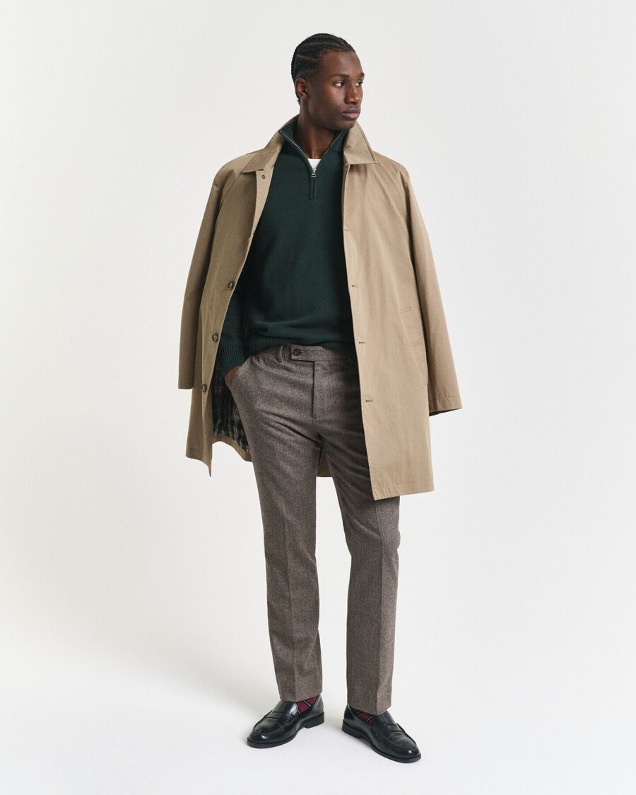 maglione casual in cotone con mezza zip - verde tartan