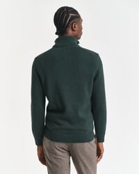 maglione casual in cotone con mezza zip - verde tartan
