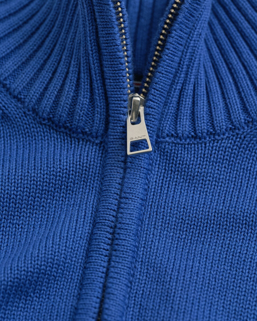 maglione casual in cotone con mezza cerniera - blu intenso
