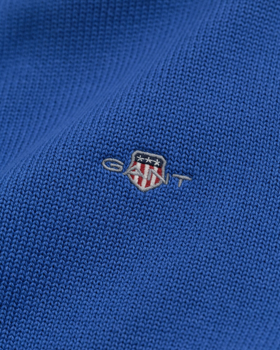 maglione casual in cotone con mezza cerniera - blu intenso