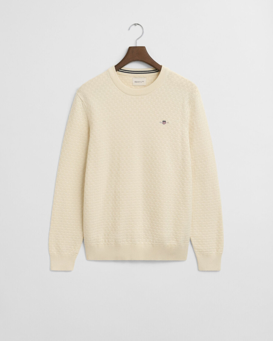 maglione girocollo micro testurizzato - crema