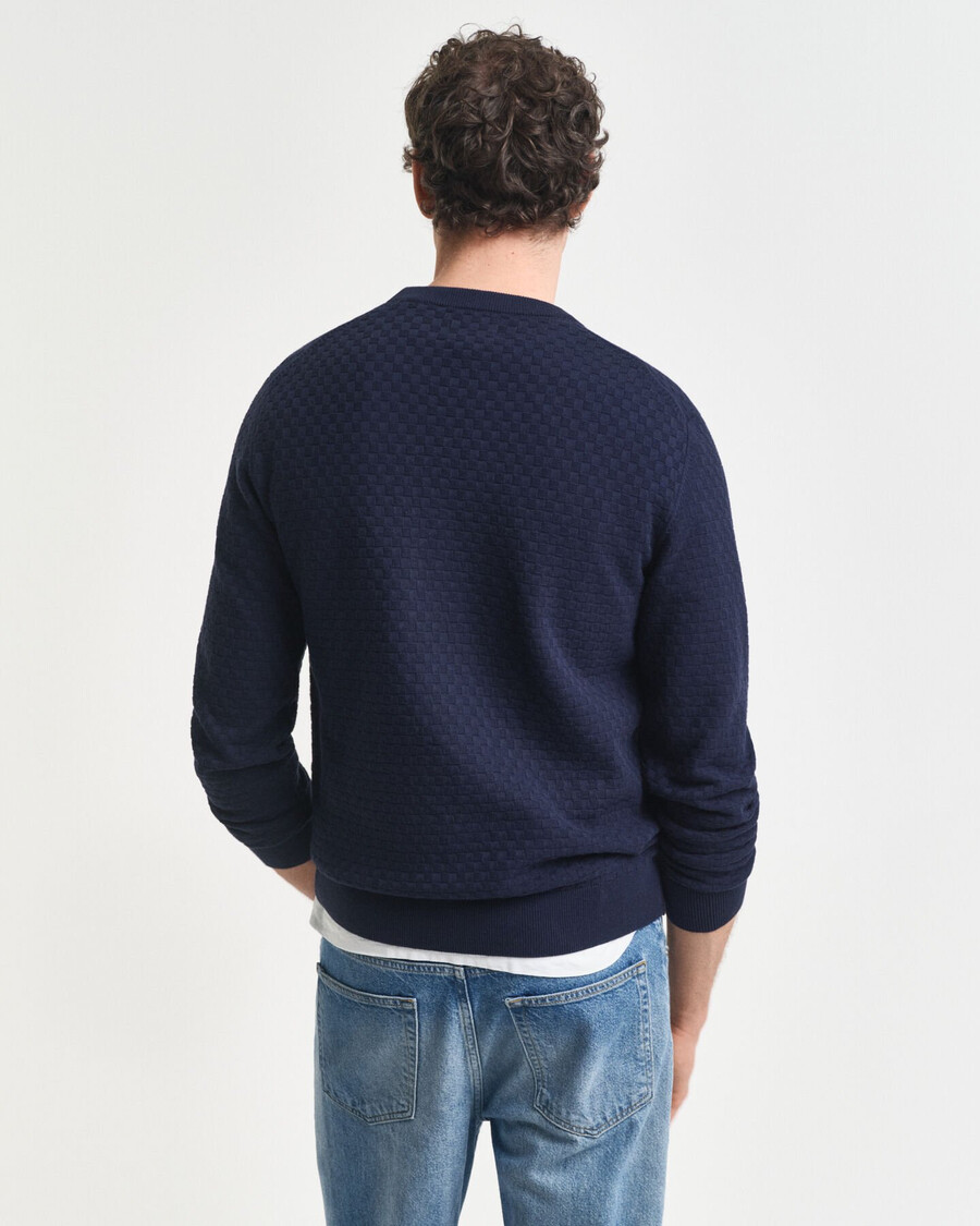maglione girocollo micro testurizzato - blu sera