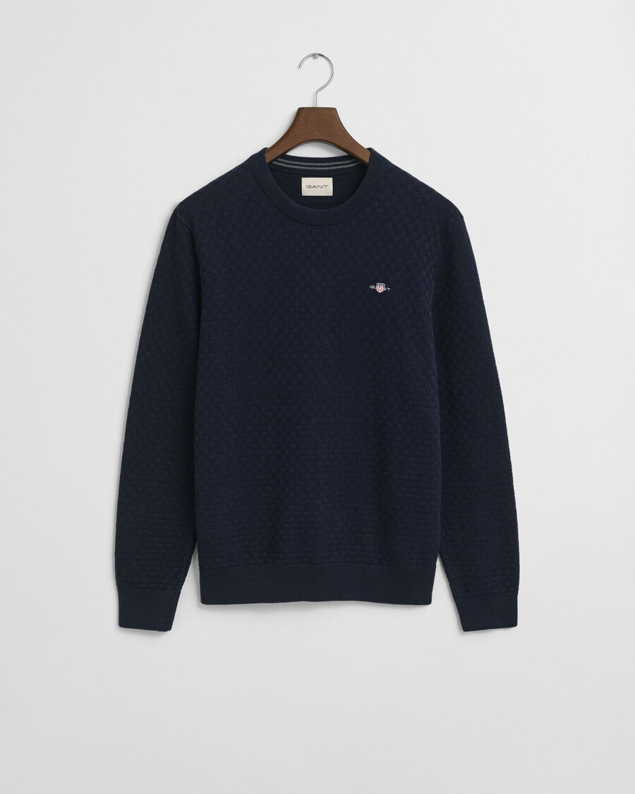 maglione girocollo micro testurizzato - blu sera