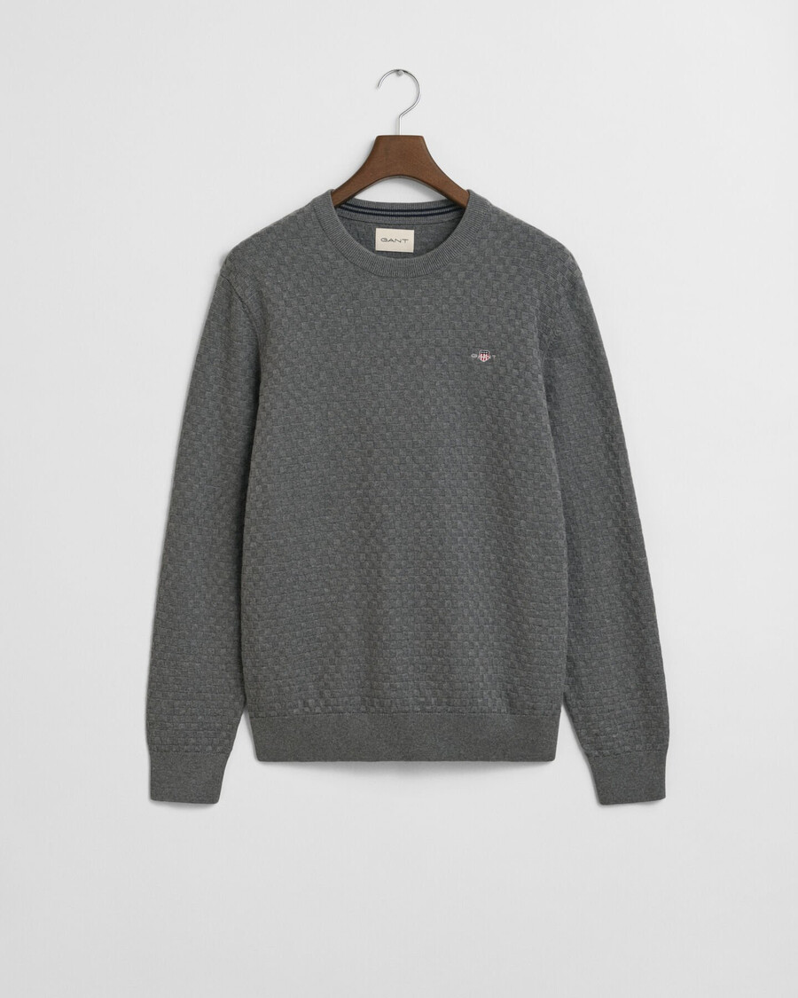 maglione girocollo micro testurizzato - grigio scuro mélange