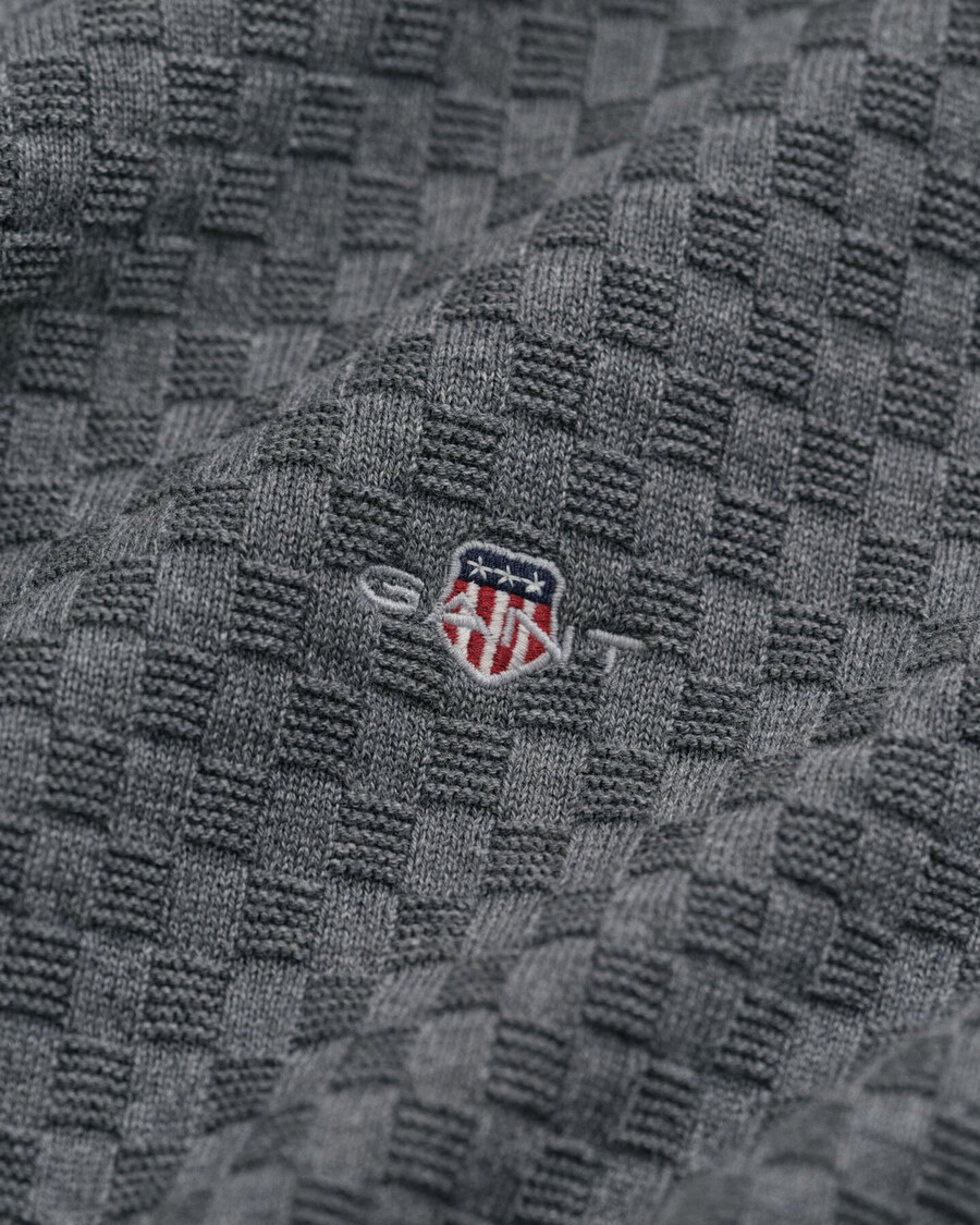 maglione girocollo micro testurizzato - grigio scuro mélange