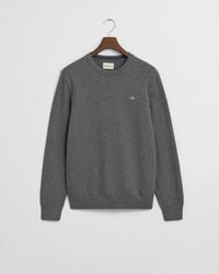 maglione girocollo micro testurizzato - grigio scuro mélange