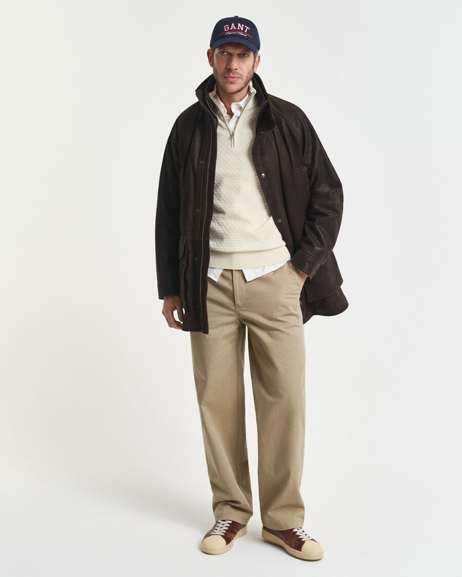 maglione con mezza zip micro testurizzata - crema
