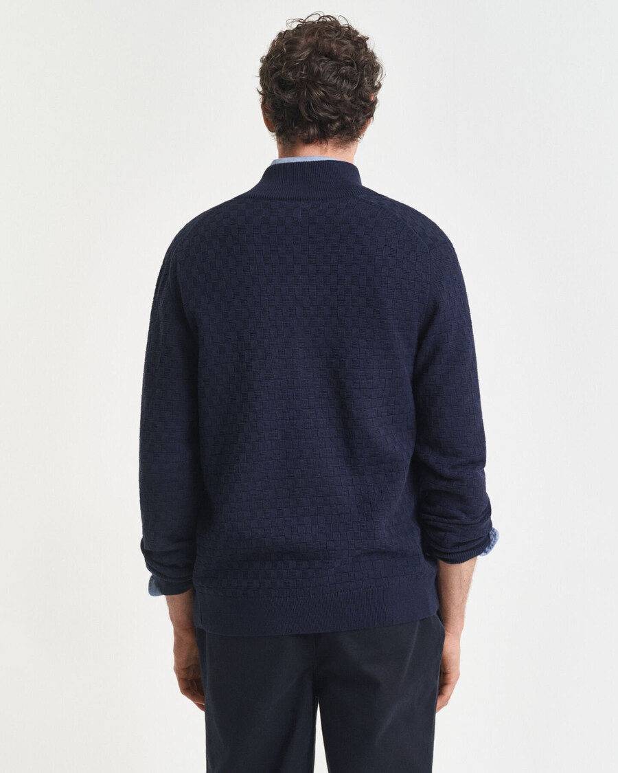 maglione con zip micro testurizzata - blu sera