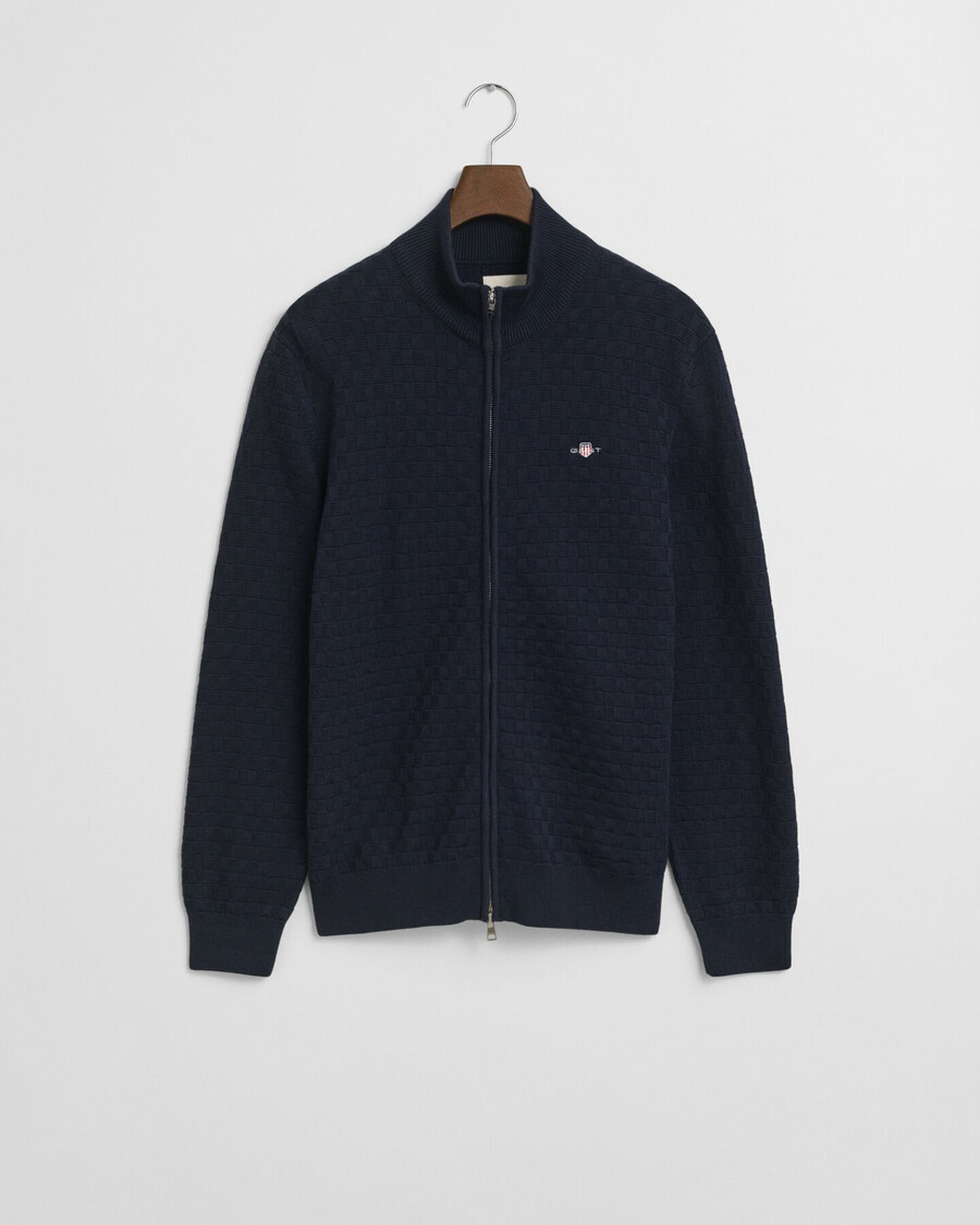 maglione con zip micro testurizzata - blu sera