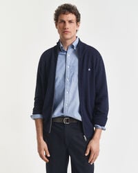 maglione con zip micro testurizzata - blu sera