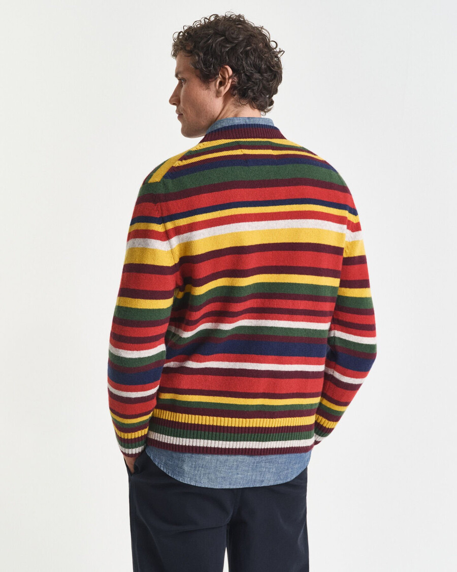 maglione girocollo a righe multicolori - arancione intenso