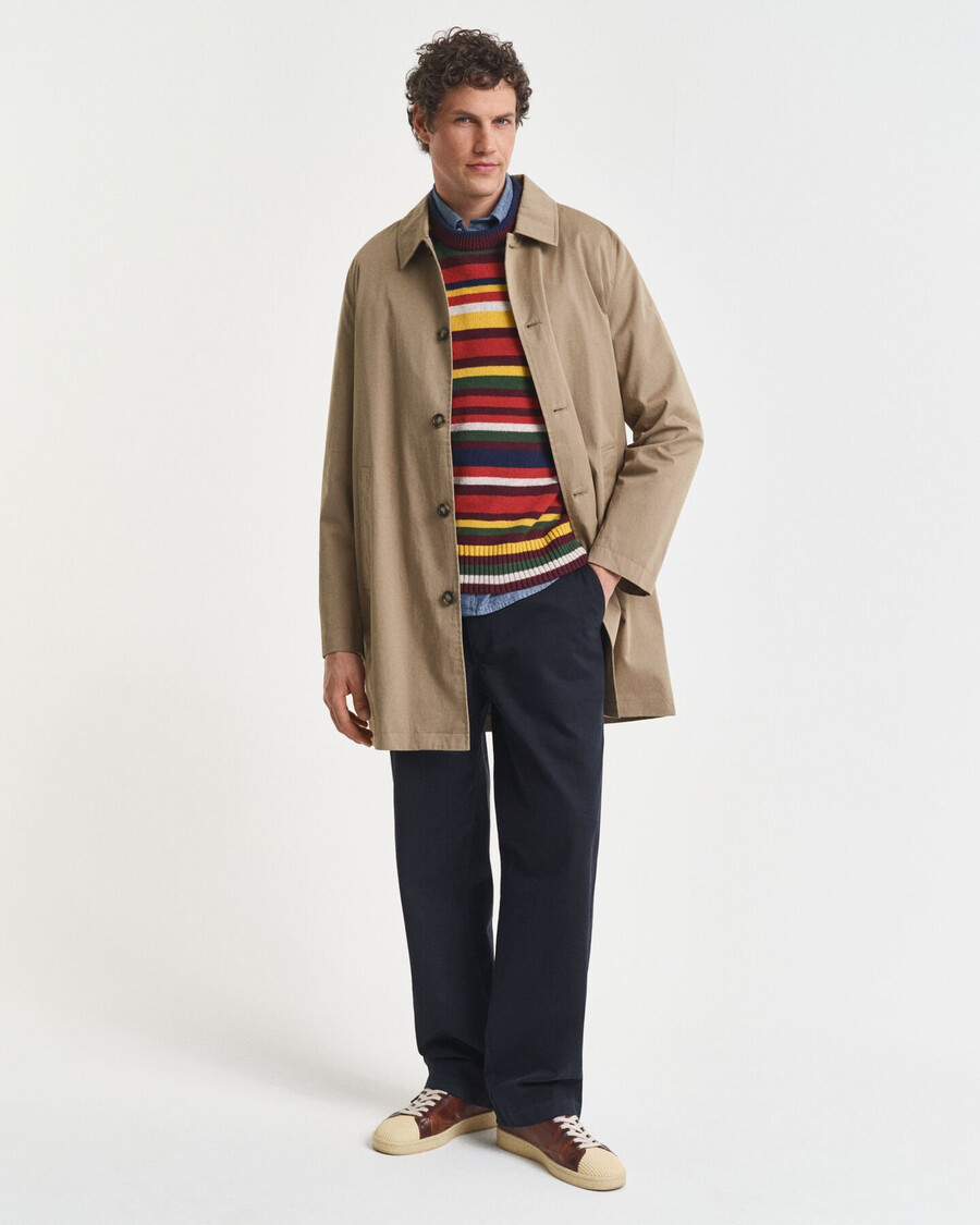 maglione girocollo a righe multicolori - arancione intenso