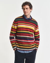 maglione girocollo a righe multicolori - arancione intenso