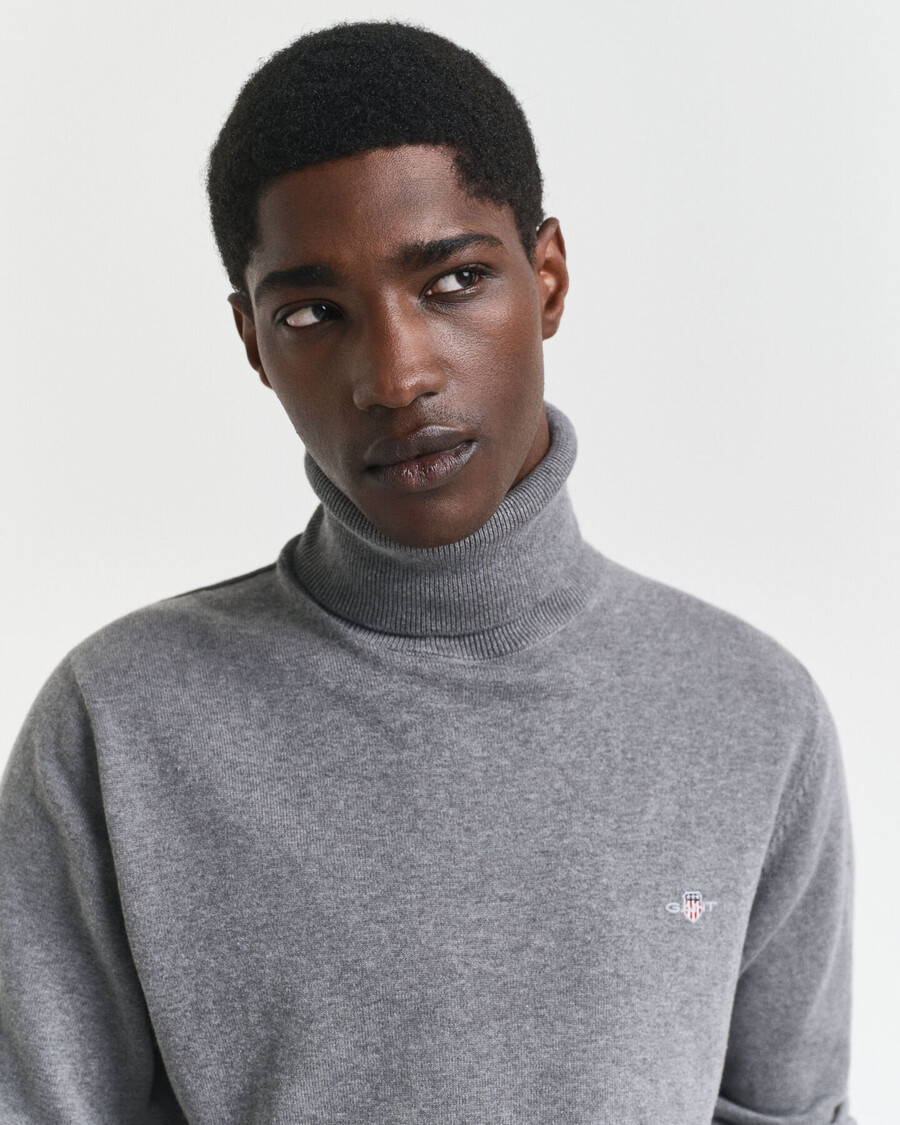 maglione dolcevita classico in cotone - grigio scuro melange