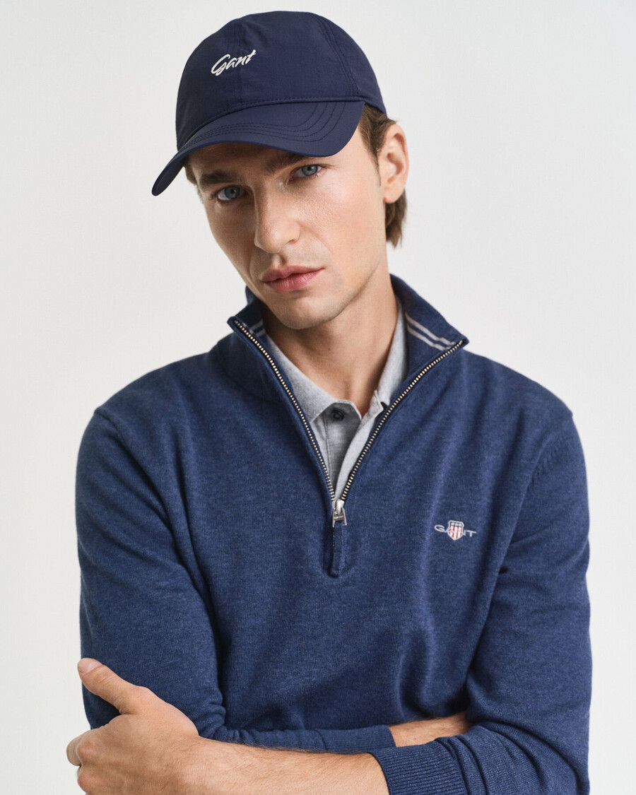 maglione classico in cotone con mezza zip - dk jeansblue melange