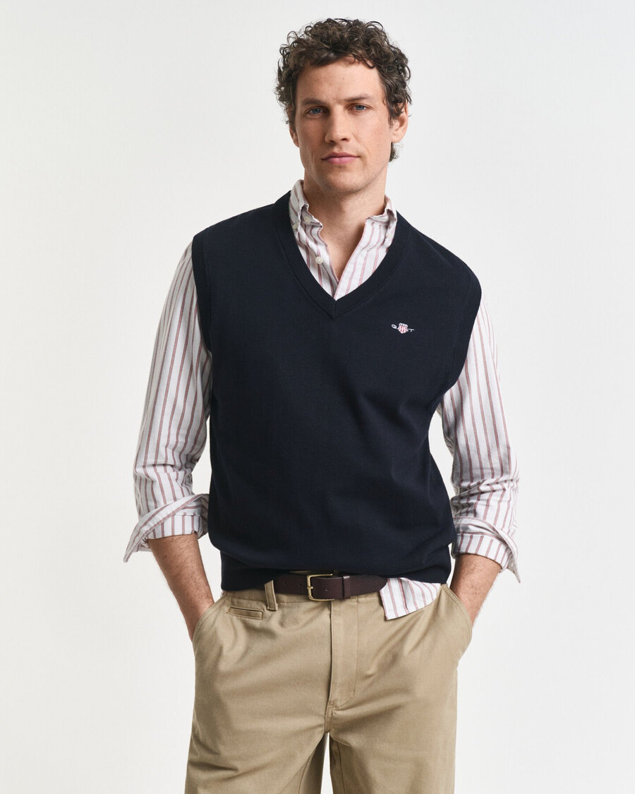gilet classico in cotone - blu sera