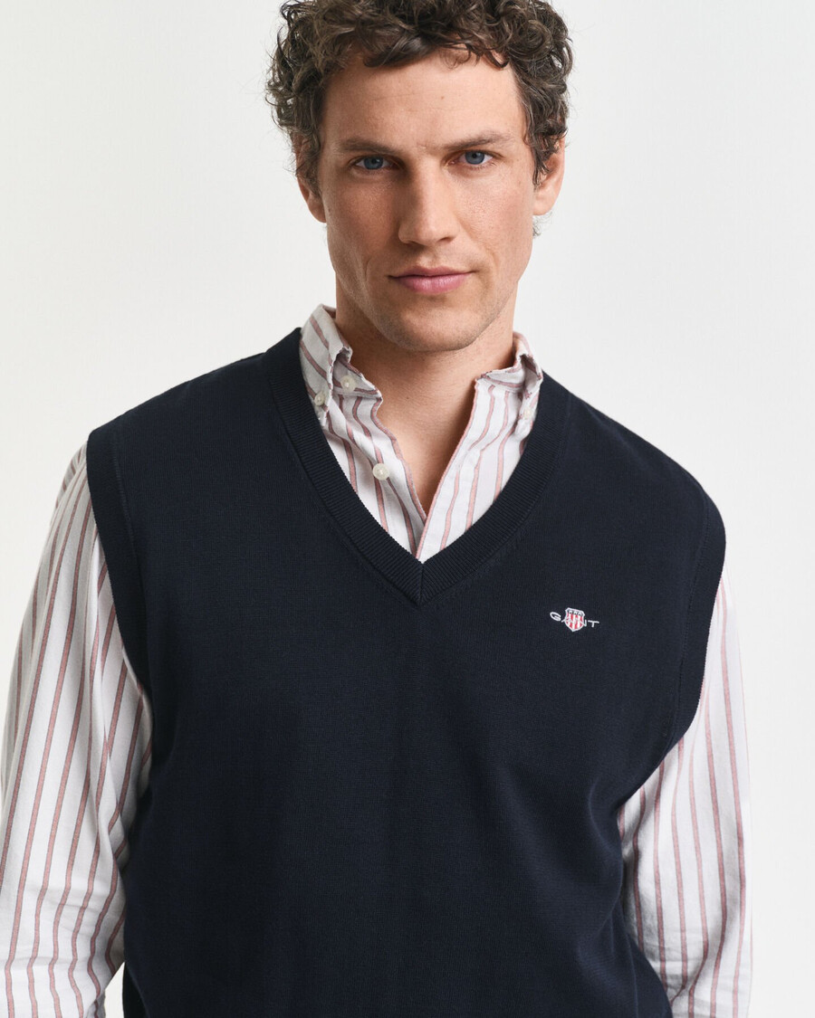gilet classico in cotone - blu sera